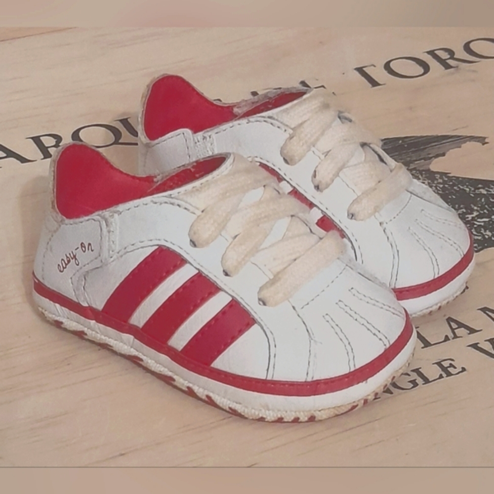 Adidas Baby girls size 1k easy on pink and white shoes, Soft Bottoms, Trainers